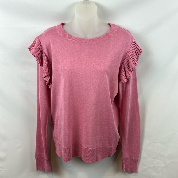 B.yu Made in Italy‎ Long Sleeve Pink Sweater with Ruffle Details Size M - Picture 1 of 10
